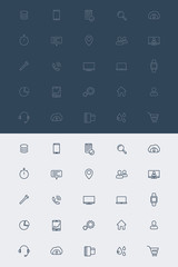 25 business, commerce, thin linear icons, vector illustration, eps10