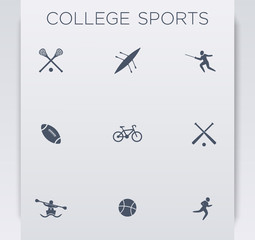 College sports, modern blue icons, vector illustration, eps10, easy to edit