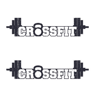 Cross Fit Logo, Sign, With Grunge Texture Vector Illustration, Eps10, Easy To Edit