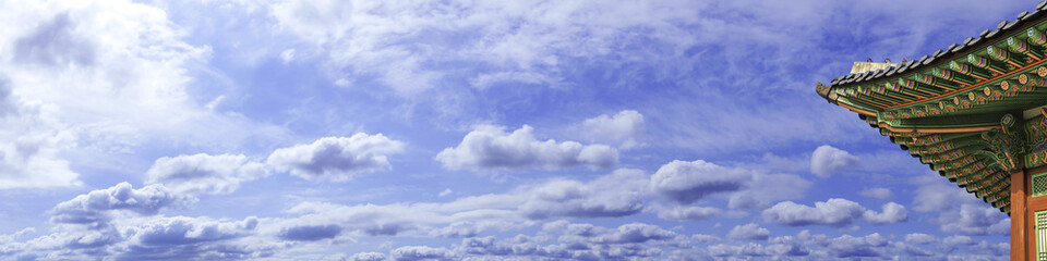 Roof of Gyeongbokgung palace with sky in Seoul, Korea.