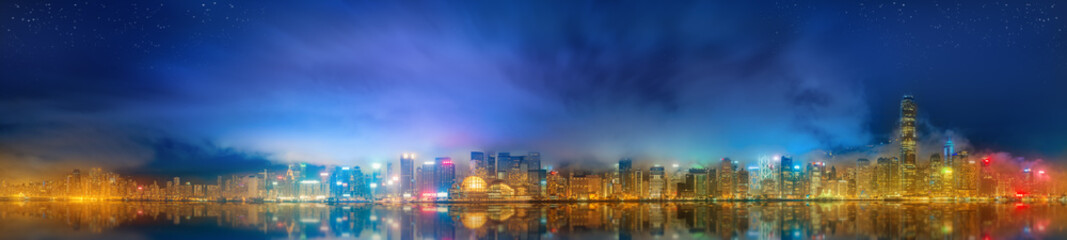 Naklejka na ściany i meble Panorama of Hong Kong and Financial district
