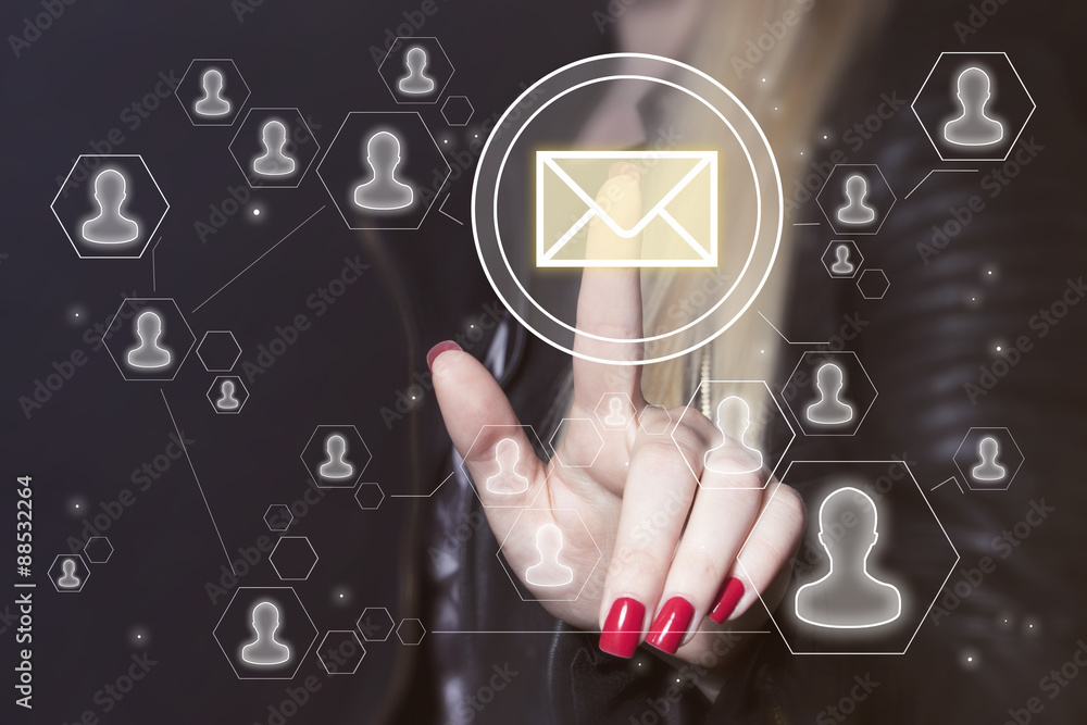 Aufkleber business button sign web messaging mail sending icon