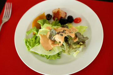 Healthy breakfast, fresh vegetable salad.