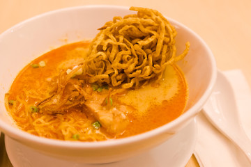 noodles in soup cooked after the manner of the people of north Thailand