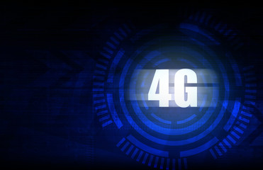 4G with blue abstract technology background