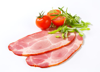 Slices of smoked pork neck