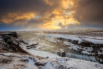 Frozen Gullfoss Waterfall, Iceland