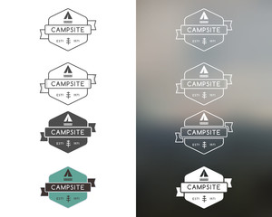 Set of outdoor adventure and forest camp, hiking badge logo