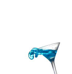 Blue alcoholic cocktail on white isolate splash
