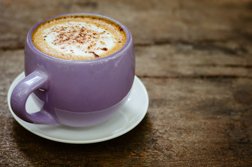 Cup of Hot Cappuccino Coffee On Relaxing Time.