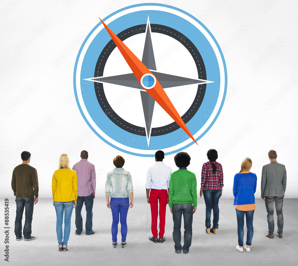 Poster navigation compass direction exploration guide journey concept