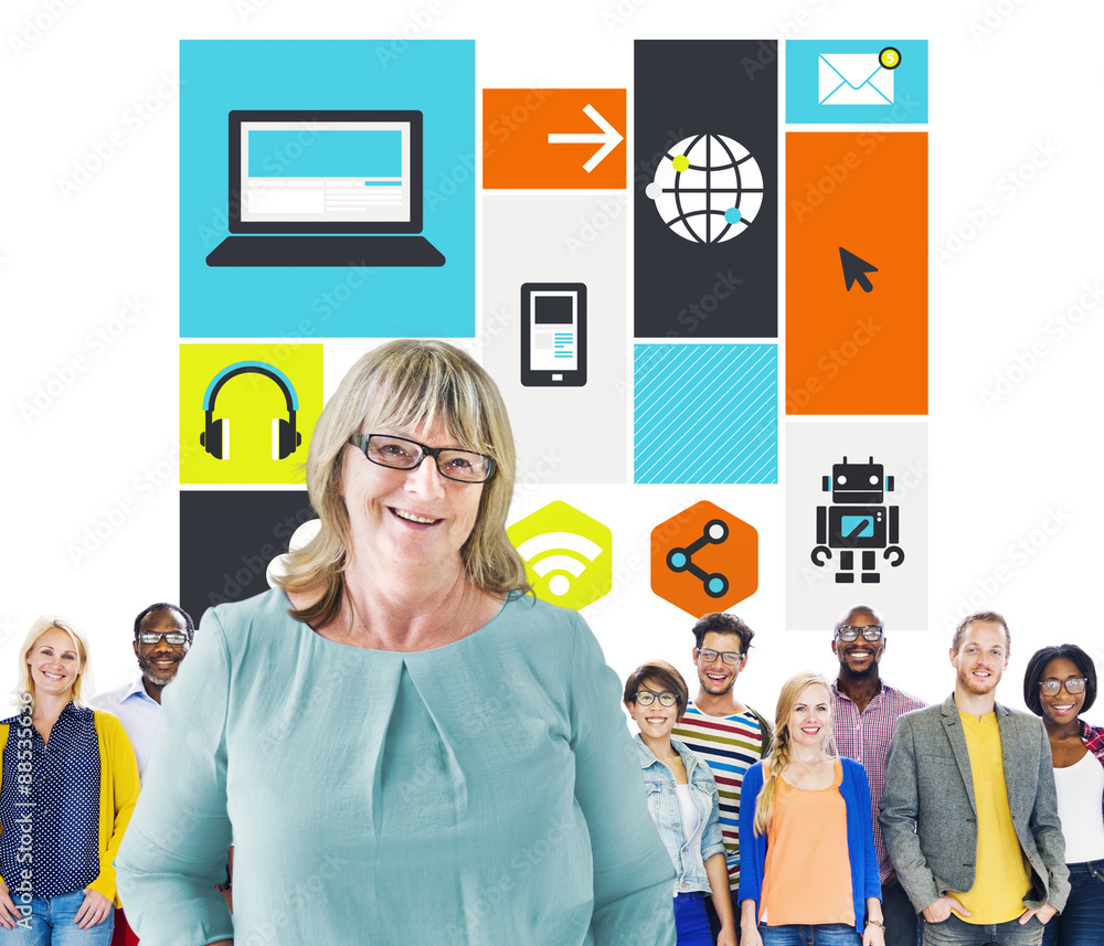 Poster computer cloud computing storage media digital concept