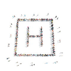 people in the shape of letters.