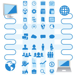Icons and infographics business and computer