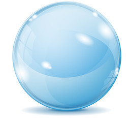 Glass sphere. Blue transparent glass ball