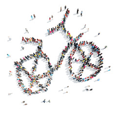 people in the shape of a bicycle