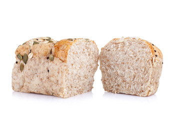 whole wheat bread isolated on white background