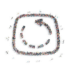 people in the shape of an arrow.