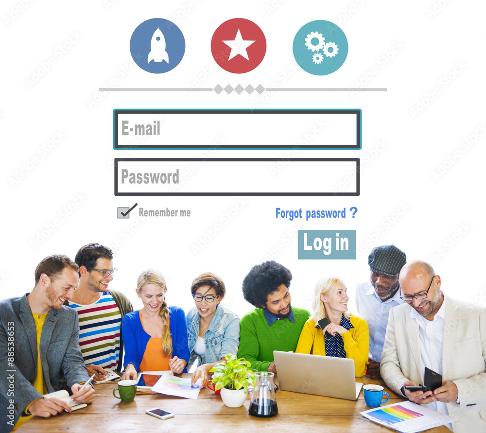 Poster log in security username password protection privacy concept