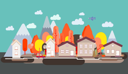 Flat design nature landscape tourism vikend web poster