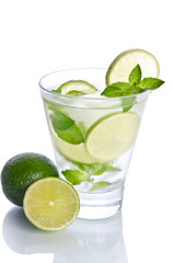 Mohito mojito drink with ice mint and lime