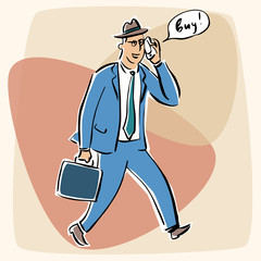 Businessman talking on the phone bye