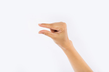 Woman hands on white background