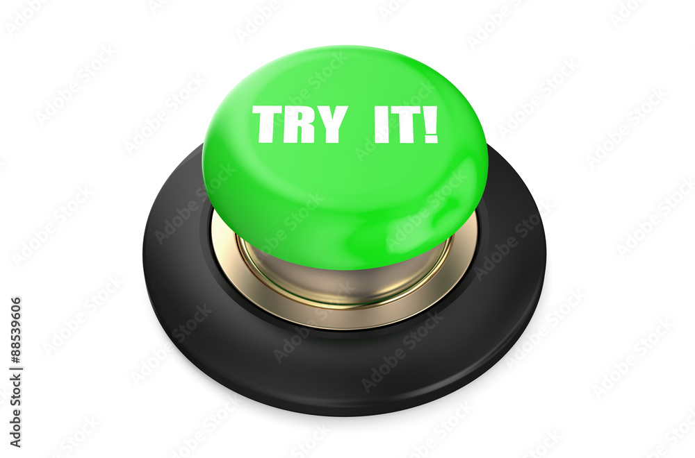 Poster try it green push button