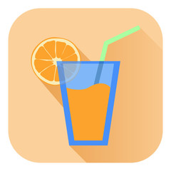 Orange juice in glass with orange slice - web icon