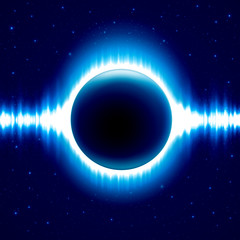 Dark blue colored space background with beautiful eclipse