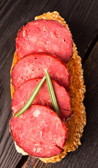 Toast with tasty chorizo