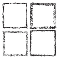 Set of Grunge Black and White Frames . Distress Border Frame