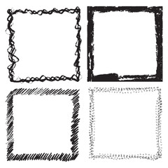 Set of Grunge Black and White Frames . Distress Border Frame