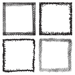 Set of Grunge Black and White Frames . Distress Border Frame