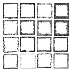 Set of Grunge Black and White Frames . Distress Border Frame