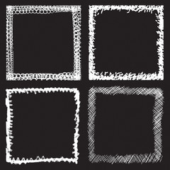 Set of Grunge Black and White Frames . Distress Border Frame