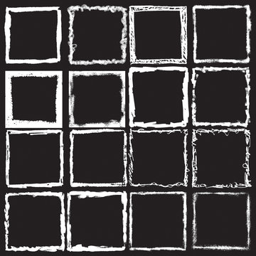 Vector vintage grunge black, white and color distress border frames