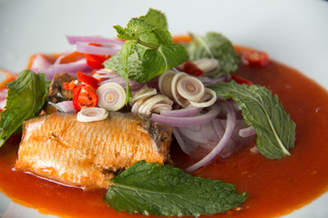  canned fish salad, food in Thailand.