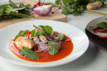  canned fish salad, food in Thailand.