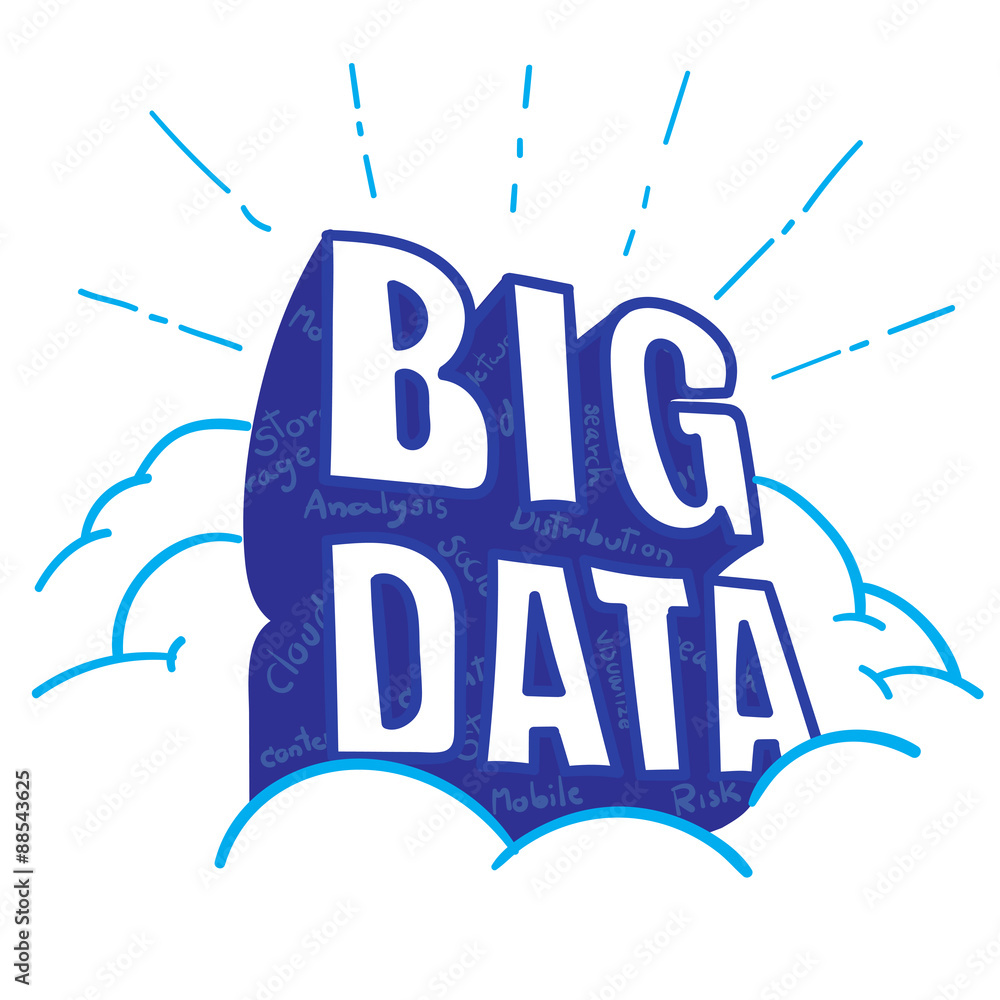 Aufkleber Vector : BIG DATA word on cloud with big data feature word insid