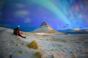 Spectacular northern lights appear over Mount Kirkjufell