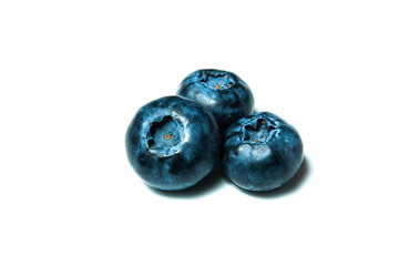 Fresh great bilberries or blueberries isolated on white