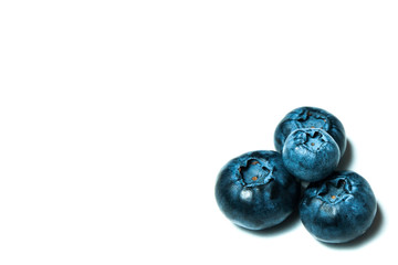 Fresh great bilberries or blueberries isolated on white