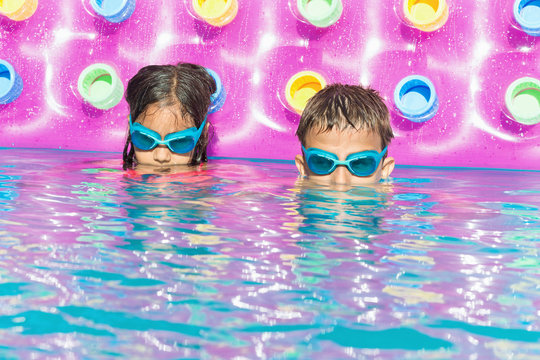 In the swimming pool water mattress