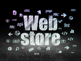 Web development concept: Web Store in grunge dark room