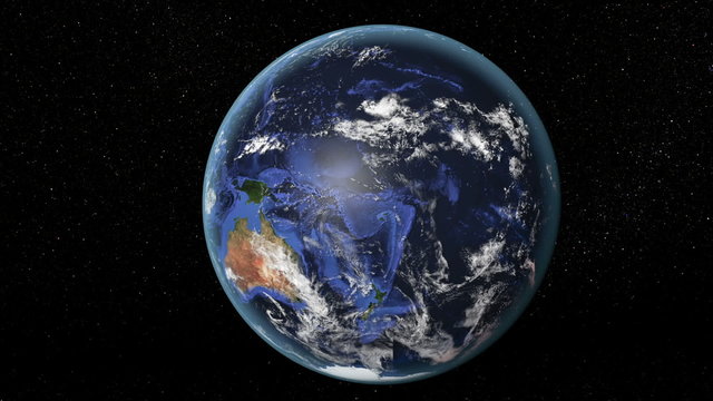 Earth seen from space, spinning slowly. Elements of this render furnished by NASA.