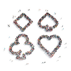 people in the shape of playing cards