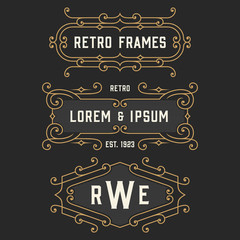 The set of elegant vintage monogram emblem and logo templates. Graceful retro business sign, identity, label for hotel, cafe, boutique, jewelry. Stock vector.