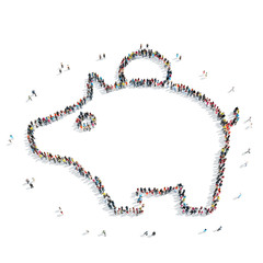 group  people  shape  piggy bank