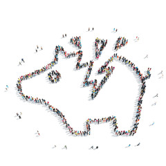 group  people  shape  piggy bank